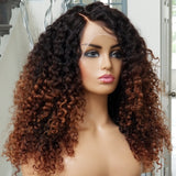 100%Humanhair lace closure wig kinkiy curly / Ombre