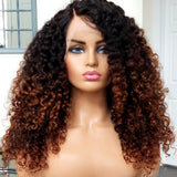 100%Humanhair lace closure wig kinkiy curly / Ombre