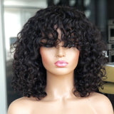 100% Humanhair wig water wave/ curly bang cut