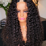 100% Human Hair U part deep curly wig