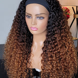100% Human hair Headband wig  kinkiy curly custom colored.