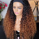 100% Human hair Headband wig  kinkiy curly custom colored.
