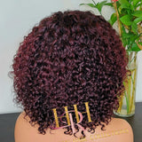 100% Humanhair lace wig kinkiy curly burguny