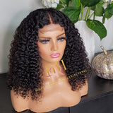 Humanhair lace closure wig kinkiy curly middle part