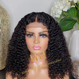 Humanhair lace closure wig kinkiy curly middle part