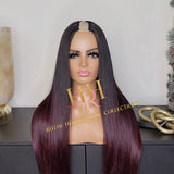 100% Human hair U part wig  Body wave colored.