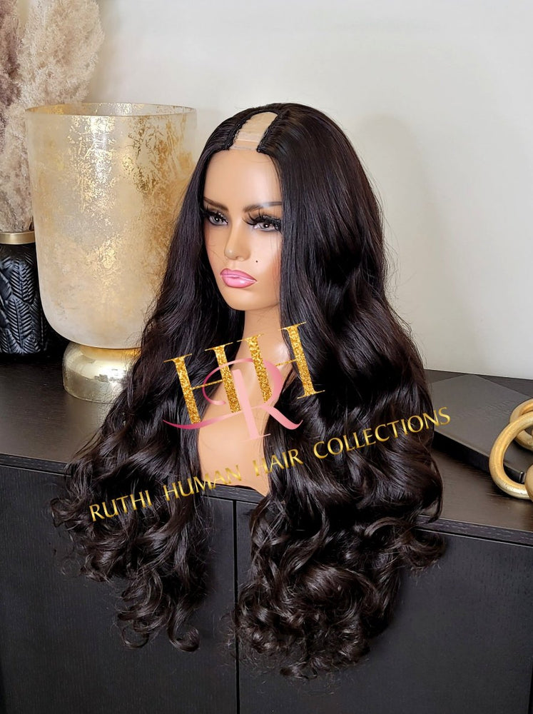 100% Human Hair U part wig Bodywave