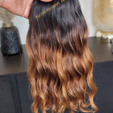 100% Raw Human hair cuticle intact Bundles, wavy Ombre colored