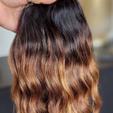 100% Raw Human hair cuticle intact Bundles, wavy Ombre colored