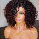 100% Humanhair lace wig kinkiy curly burguny
