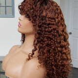 Deep curly colored bang wig