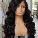 100%Humanhair lace front wig body Wave side part