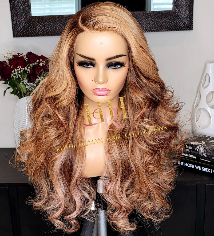 100% Humanhair lace front wig light ash blonde body wave