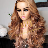100% Humanhair lace front wig light ash blonde body wave