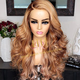 100% Humanhair lace front wig light ash blonde body wave