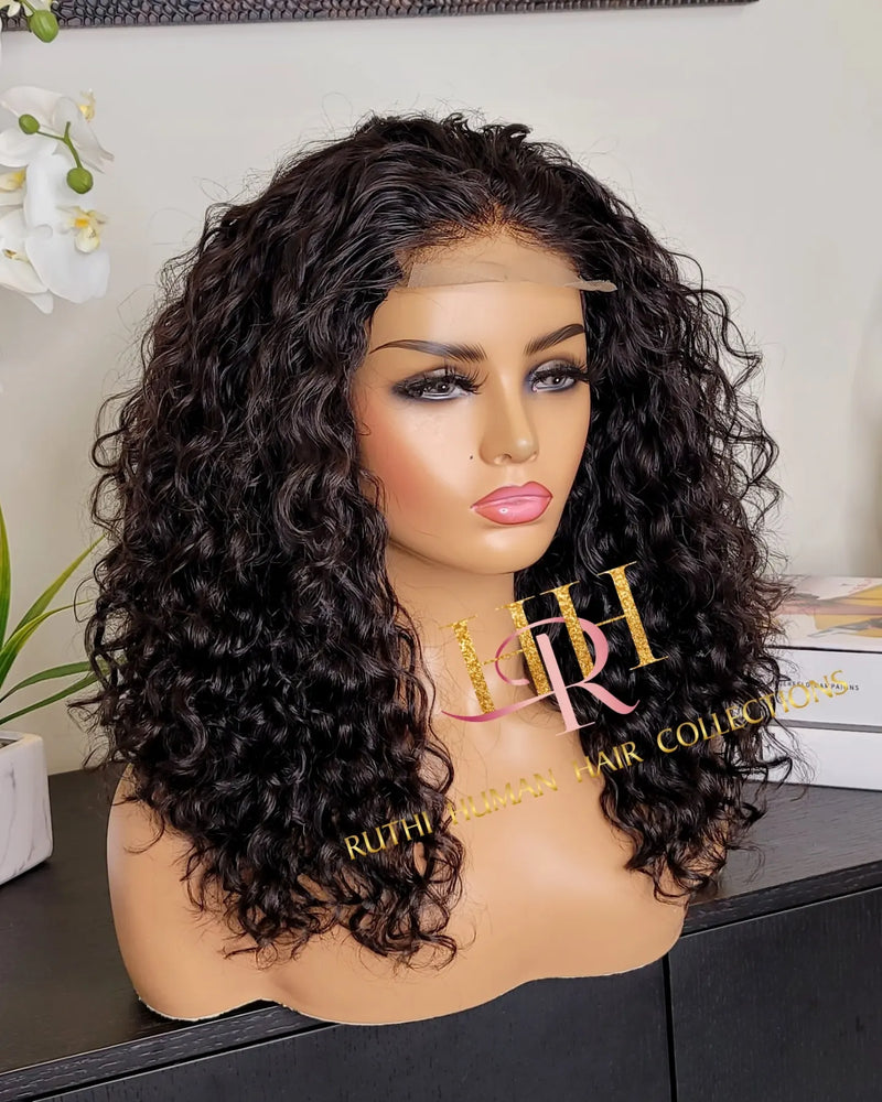 100% Human hair closure wig natural curly