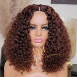 100% Human Hair minimal leave out u part wig deep brown