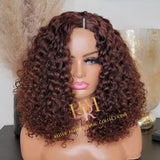 100% Human Hair minimal leave out u part wig deep brown