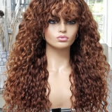 100% Humanhair bang cut blonde wig natural culy custom colored