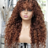 100% Humanhair bang cut blonde wig natural culy custom colored
