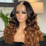 100% Human hair U part wig  Body wave  ombre