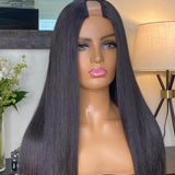 100% Human Hair U part wig straight