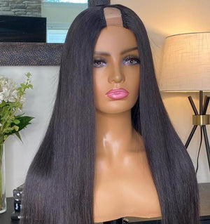 100% Human Hair U part wig straight