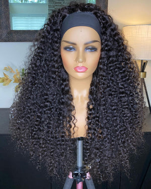 100% Human Hair head band wig kinkiy curly