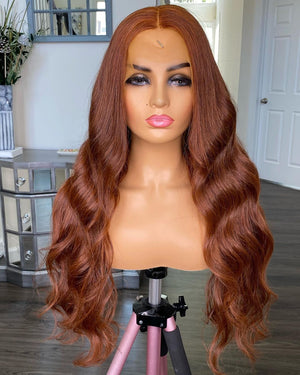 100% Humanhair lace frontal body wave wig custom colored