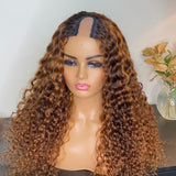 100% Human hair U part wig  kinkiy curly highlight colored.